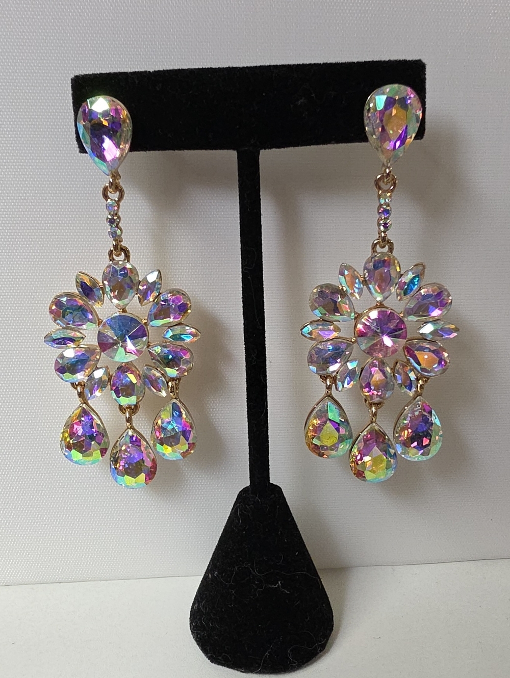 Aurora Crystal Drop Earrings - Iridescent
